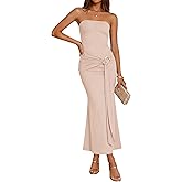 ZESICA Women's 2026 Summer Strapless Bodycon Maxi Dress Tube Elegant Beach Vacation Wedding Guest Cocktail Party Long Dresses