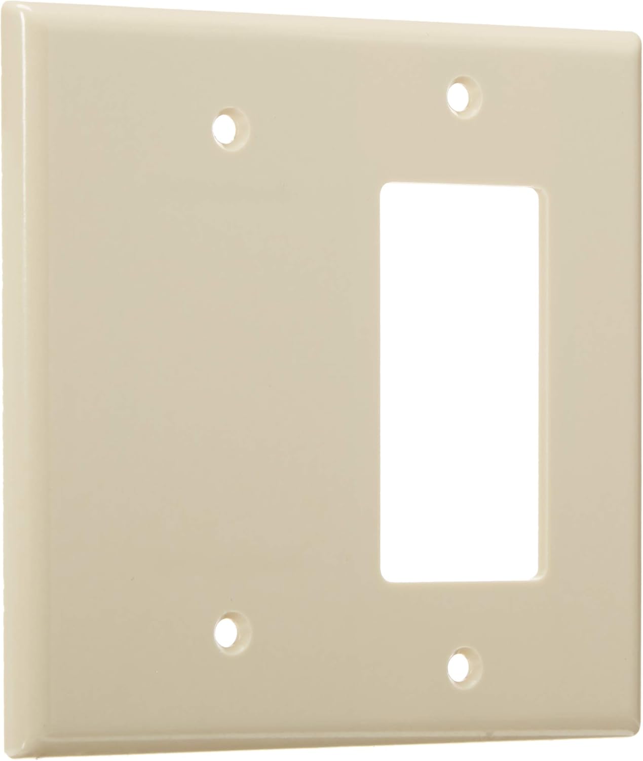 Leviton 80608-W 2-Gang 1-Blank 1-Decora/GFCI Device Combination Wallplate, Midway Size, Thermoset, White - Blank Wall Plates - 