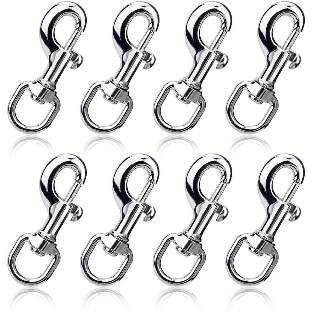 Heavy Duty Trigger Clips Clasp, 8PCS Dog Lead Clip Clasp, 360°Swivel Trigger Clips Swivel Snap Hooks, Metal Swivel Bolt Snap for Dog Lead Clips Swing Outdoor Camping Keyring