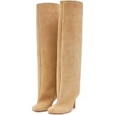 UBWDU Women's Knee High Boots Square Toe Stiletto Heels Tall Boots