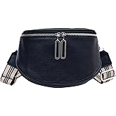 Leather Fanny Pack for Women - Minimalist Crossbody Sling Bag | Genuine Leather Chest Belt Bum Bag Waist Purse (Black)