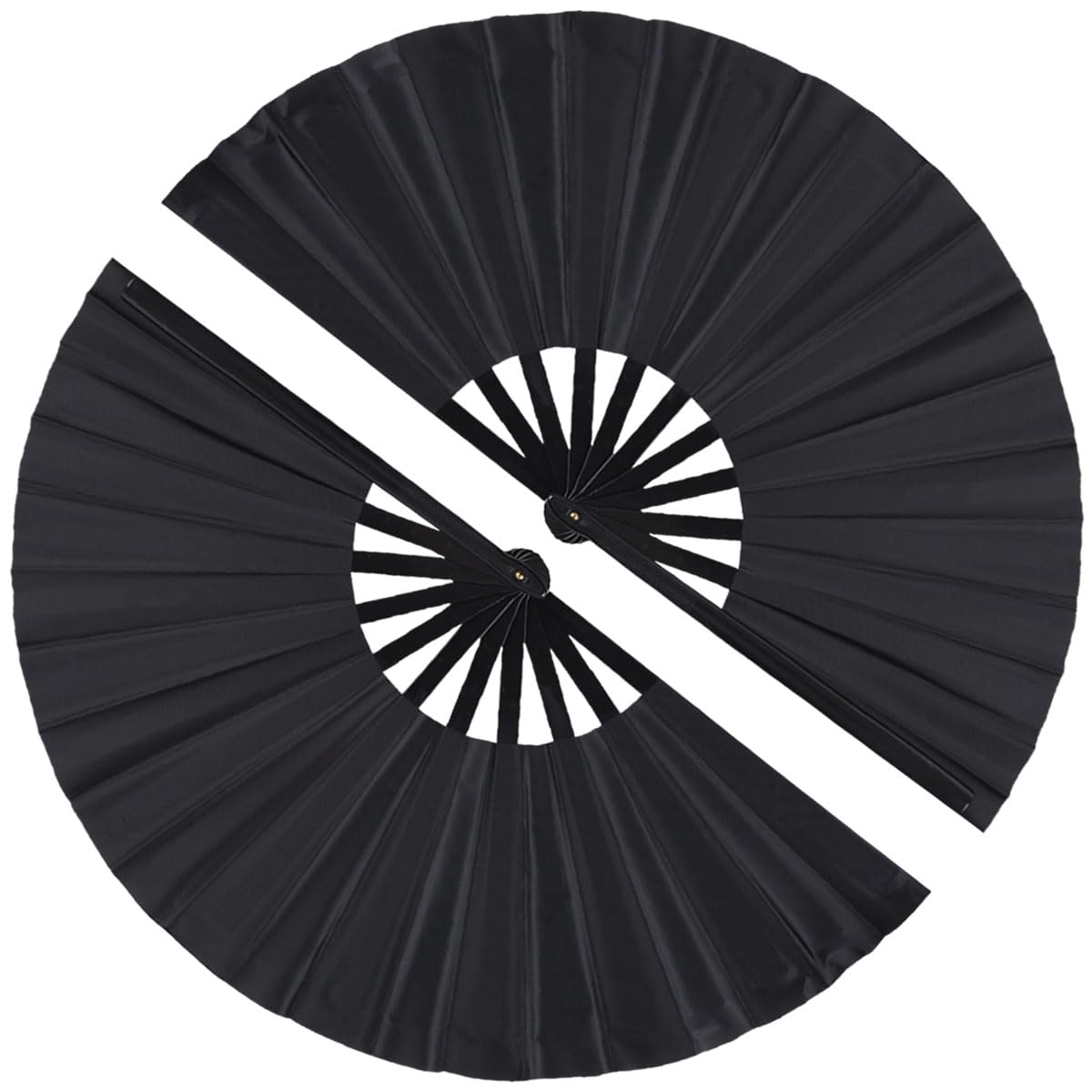 Photo 1 of 2 Pack Large Folding Hand Fan, Nylon-Cloth Vintage Retro Fabric Fans, Chinese Kung Fu Tai Chi Hand Fan for Men/Women, Festival, Dance, Gift, Performance, Decorations (Black)