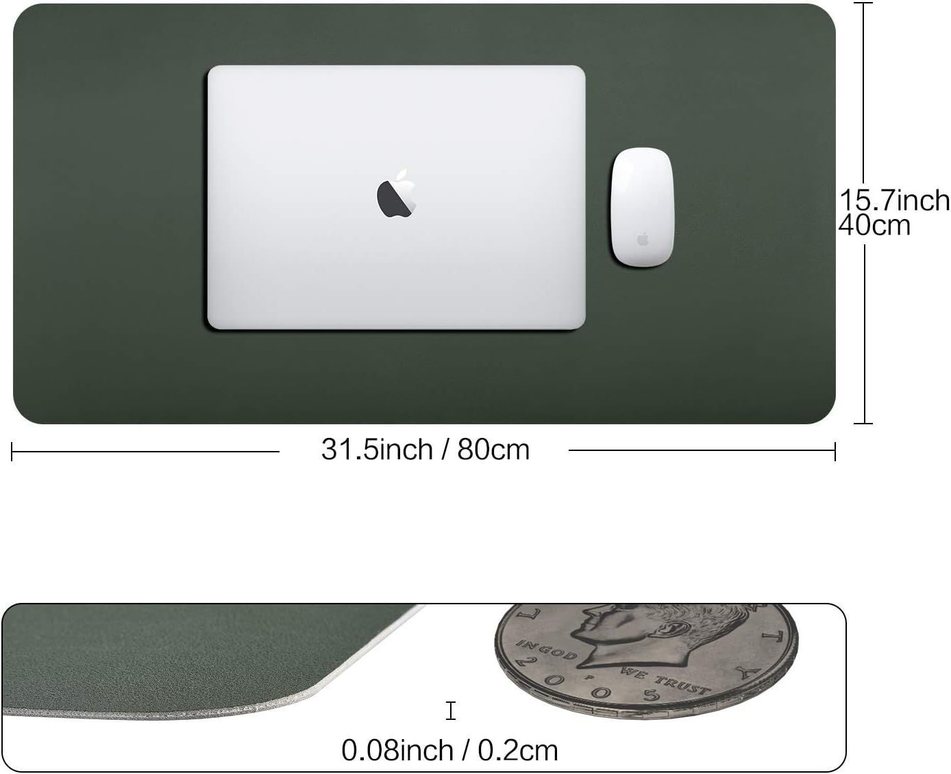 Dual-Sided Desk Pad (31.5 x 15.7"), Waterproof Leather Office Desk Mat, PU Mouse Pad, Desk Cover Protector, Desk Writing Mat for Office/Home/Work/Cubicle (Green/Gray) : Office Products