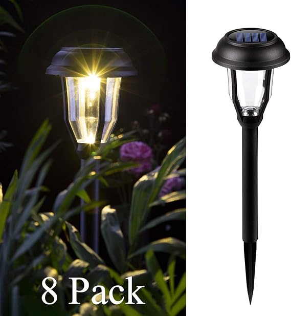 Amazon.com: GIGALUMI Luces solares para caminos al aire libre, 8