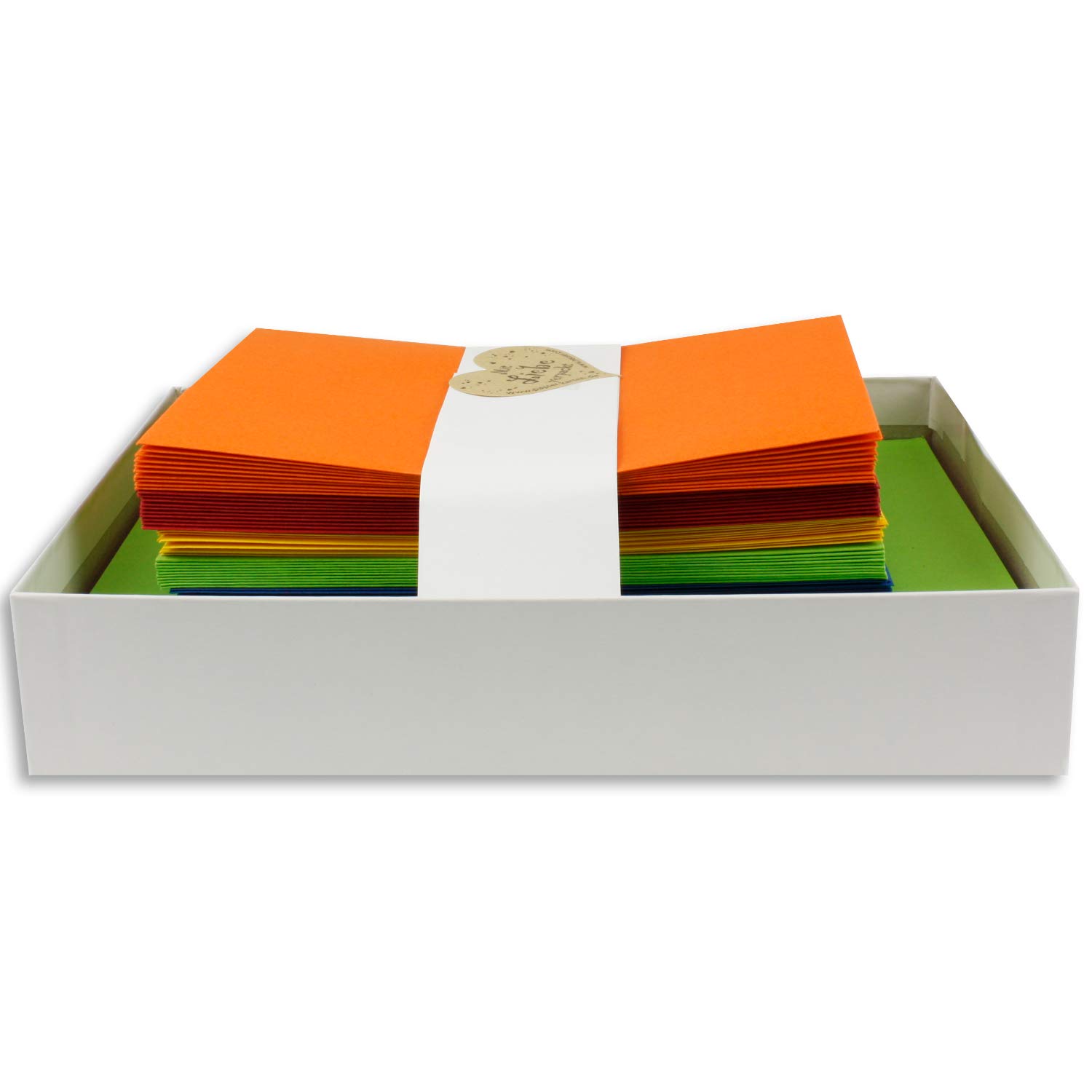 25x blank colored cards with matching envelope and inserts in white in DIN A6 DIN C6 - strong colors ideal for invitations and gifts