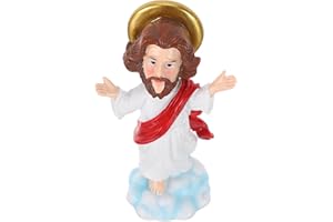 HOODANCOS Resin Jesus Bobblehead Car Dashboard Ornament Shaking Head Figurine Small Christian Statue for