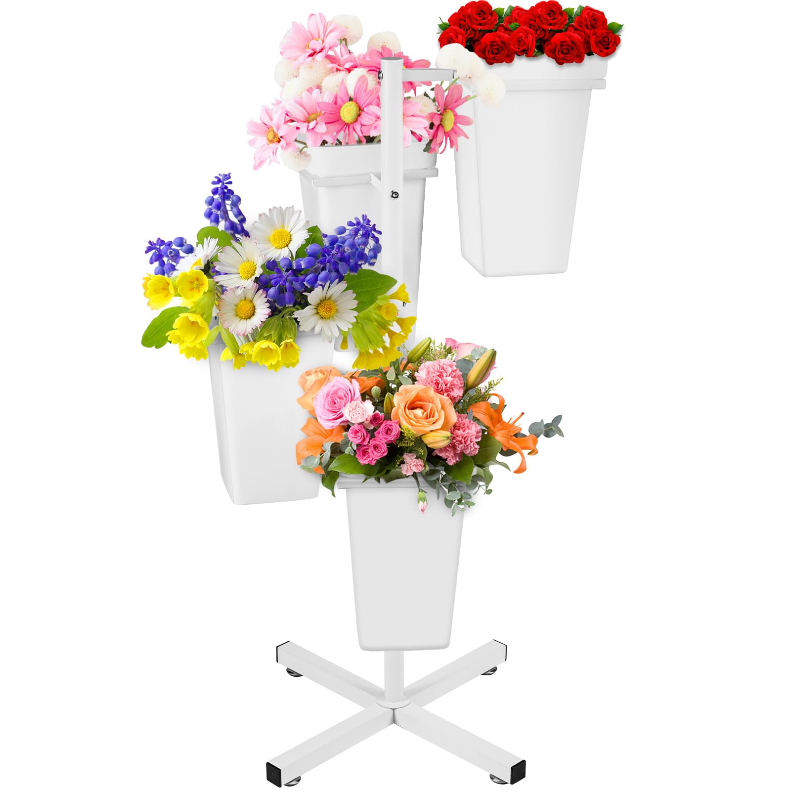 Photo 1 of ITEM IS MISSING PARTS, UNSURE WHAT PARTS ARE MISSING ----------------------------------------------JolliKids Flower Display Stand with Buckets, Metal Flower Bar Stand Rustic Farmhouse Florist Bouquet Holder Flower Cart Display Shelf for Outdoor Patio Gard