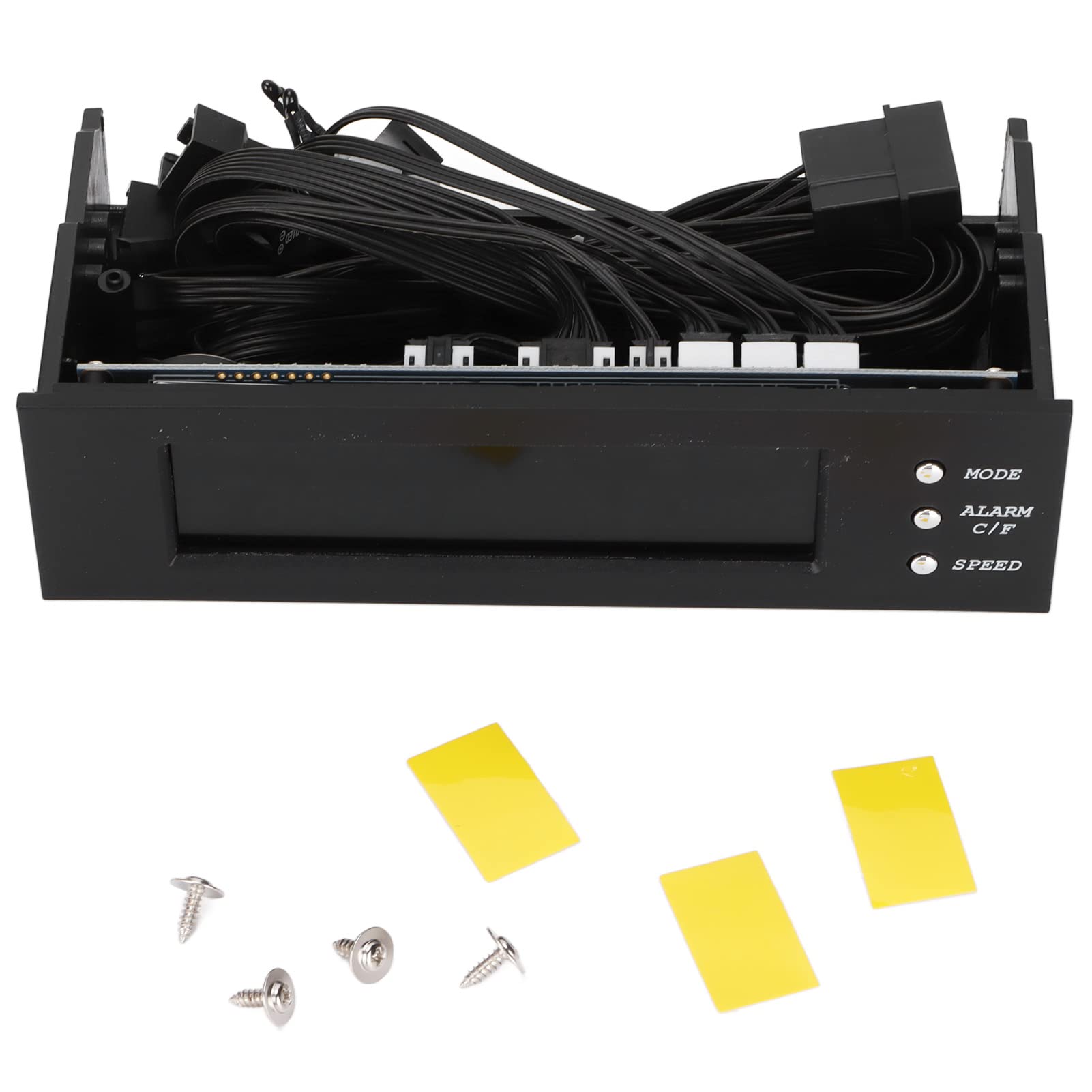 Cuifati 5.25 Inch Cpu Temperature Controller 3 Fan Speed Controller Pc Front Panel Date Time Temperature Display Drive Bay, Supports Perpetual Calendar Time Display