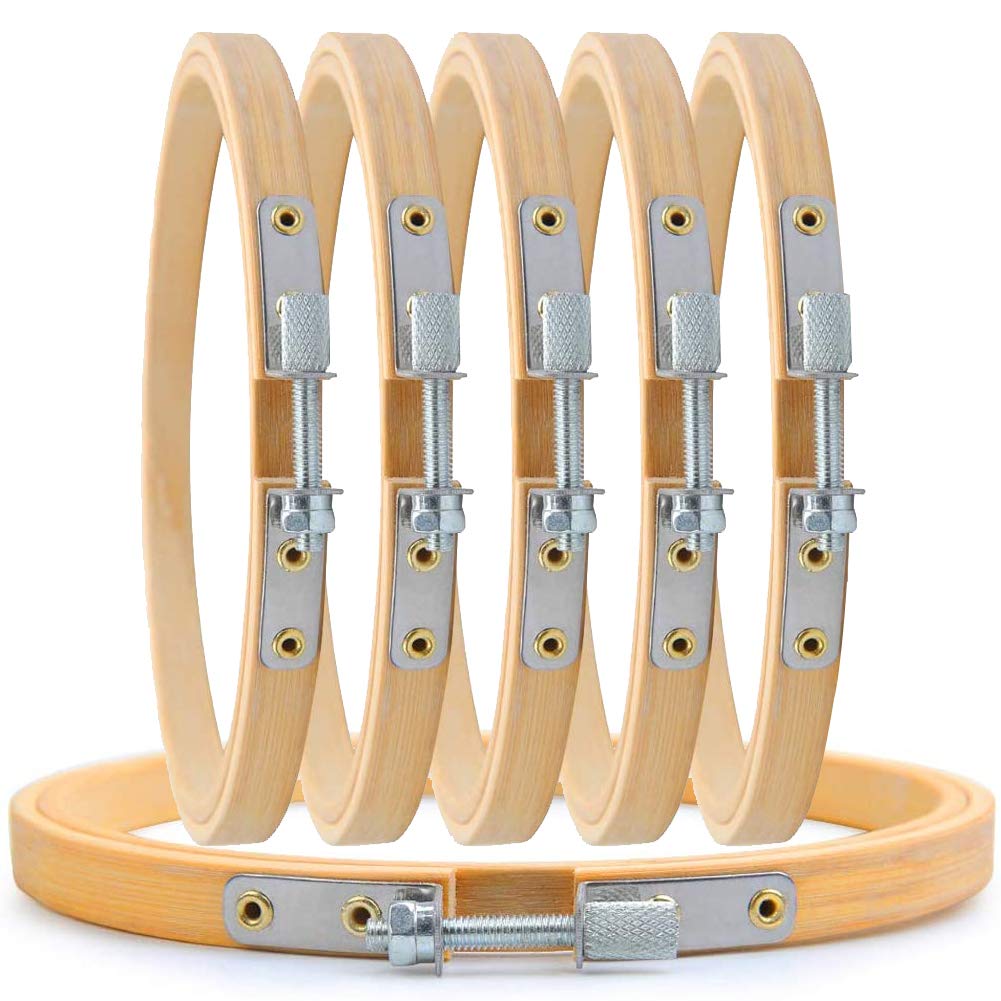 Embroidery Hoops BETOY 6 pcs Bamboo Circle Cross Stitch Hoop Bamboo Round Embroidery 10 cm for DIY Art Craft Handy Sewing