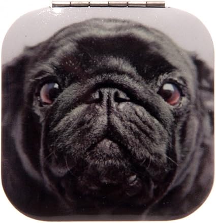 Miroir De Poche Motif Chien Carlin Noir