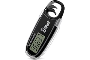 U-Trak 3D Pedometer for Walking with Removable Clip and Spring Carabiner, Small and Portable Clip On Pedometer, Simple Walking Step Counter Step Tracker for Adults Senior Men Women Kids