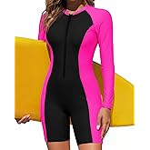 Century Star UPF 50+ Modest Long Sleeve Swimsuits for Women Bathing Suit Rash Guard Surfing One Piece High Neck Swimwear