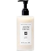 Atom Fresh Body Lotion for Women, Hydrating & Firming Body Moisturizer for Dry Skin, Ceramide & Niacinamide Skin Barrier, Non-Greasy Vitamin E Lotion, Comfy Woody Scent, 13.5 fl oz