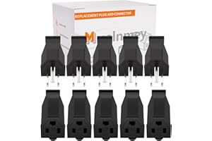 Muelnmey 5 Set Extension Cord Ends Electrical Replacement Plug and Connector NEMA 5-15R 15A 125V Black Shell 2 Pole 3 Wire Grounding Electric Replacement Plug