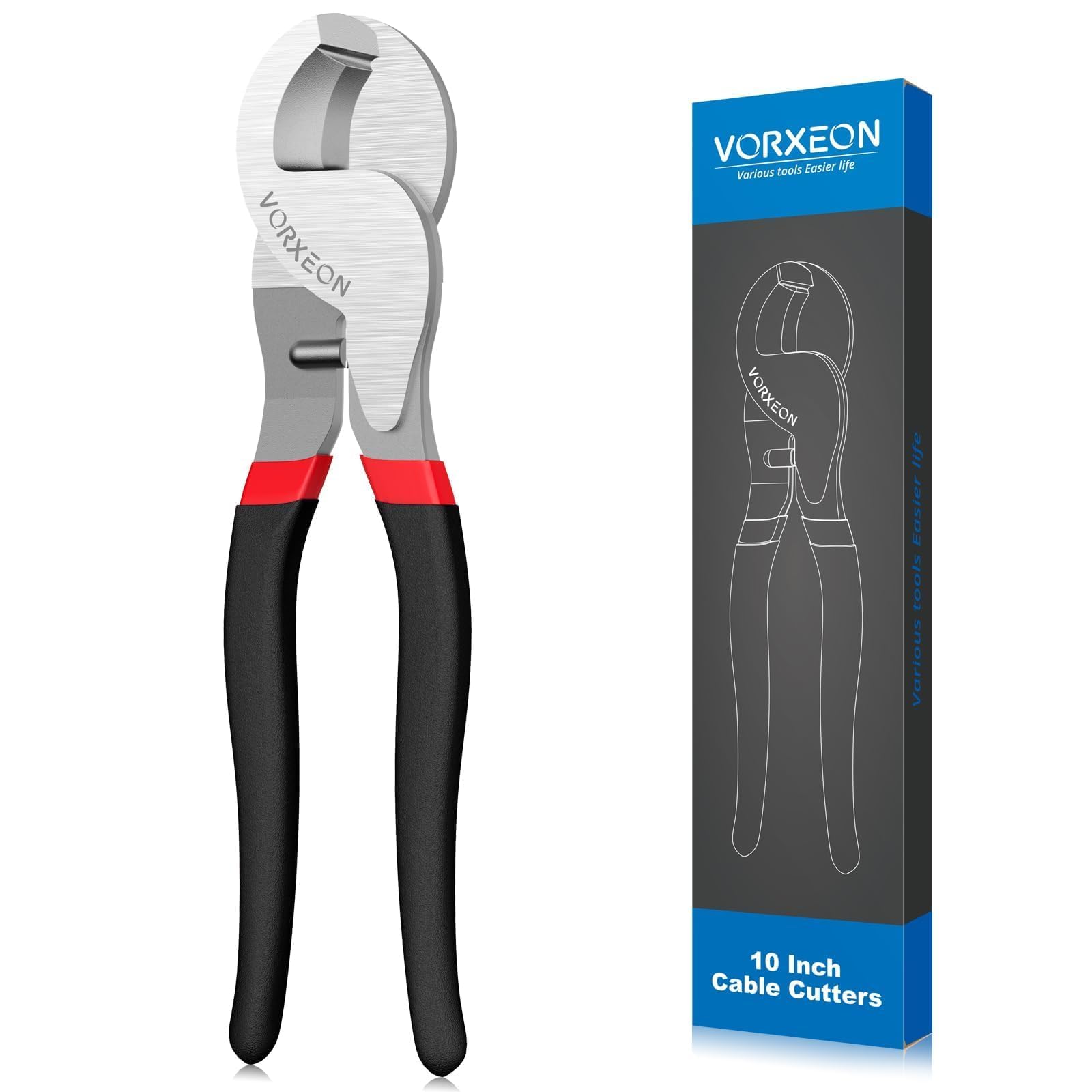 VORXEON Cable Cutter 10inch Heavy Duty Large High Leverage Cutter Tool for Aluminum Copper Wire Communications Cable (Except Steel Wire