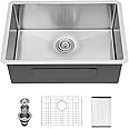Couoko 28 Inch Undermount Kitchen Sink 16 Gauge Stainless Steel Handmade Single Bowl Sinks Large Deep Basin, 28"x18"x9"