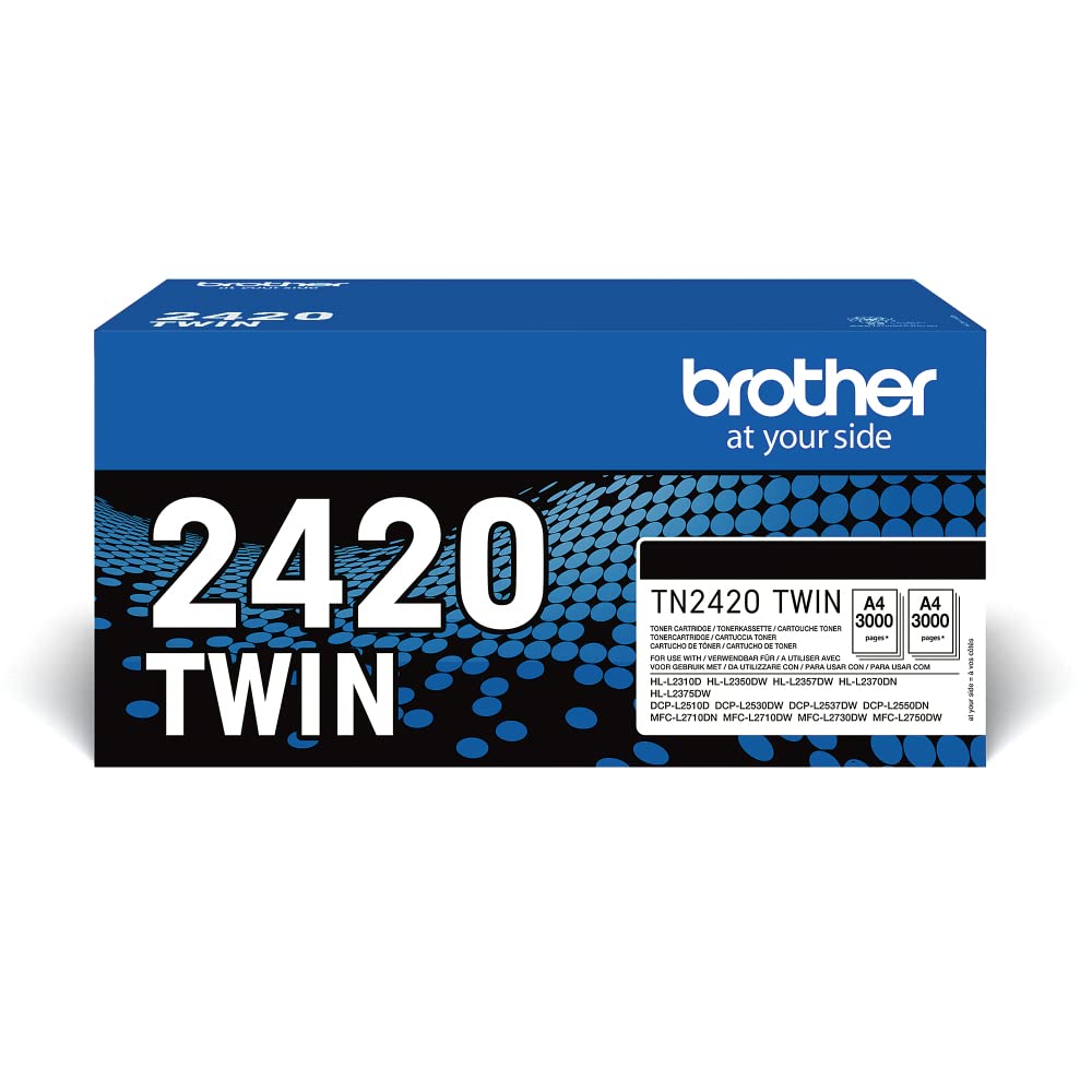 Brother TN-2420TWIN Toner Cartridge, Black, Twin Pack, High Yield, includes 2 x Toner Cartridge, Genuine Supplies