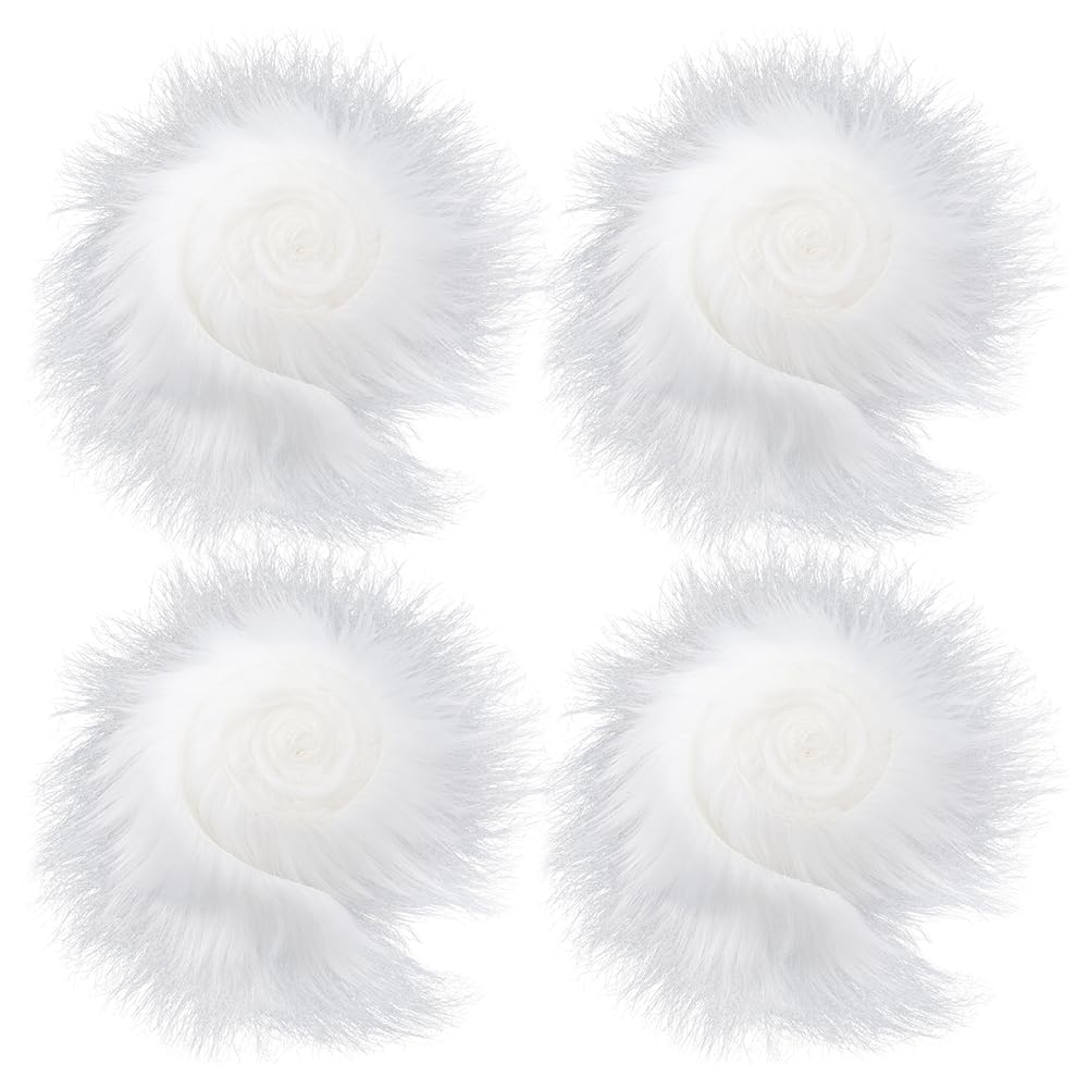 GORGECRAFT 4 Roll 150x5-13cm Shaggy Faux Fur Trim White Precut Faux Fur Strips Fuzzy Craft Fur Ribbon for DIY Crafts Gnomes Beard Hair Santa Claus Cosplay Costume Pillows Cushions Christmas Decor