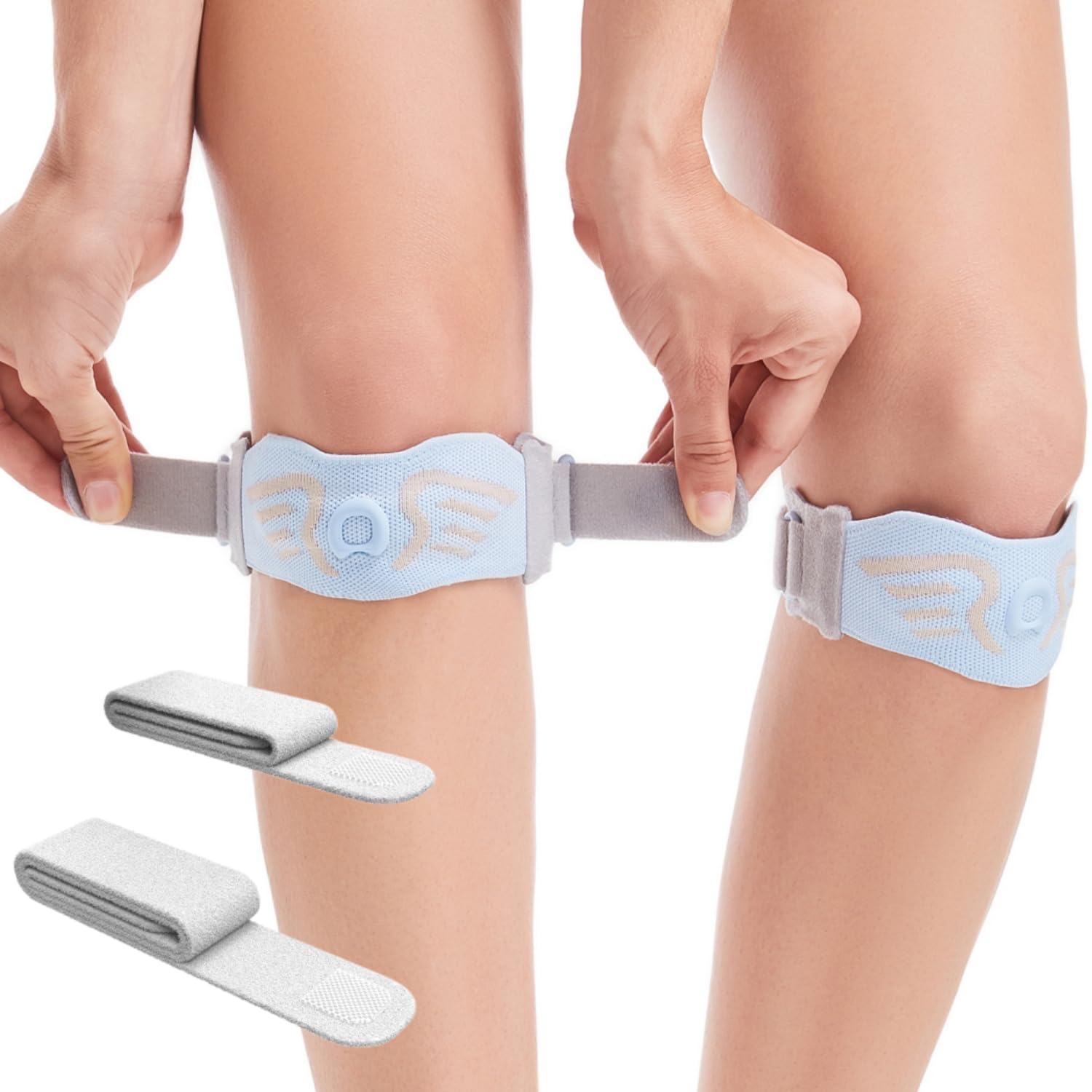 Photo 1 of aoFIT 2 Pack Patella Knee Strap Band for Knee Pain Knee Support Patella Stabilizer Braces Tendon Ergonomic Silicone Pad (with 2 adjustable straps, one long & one short)