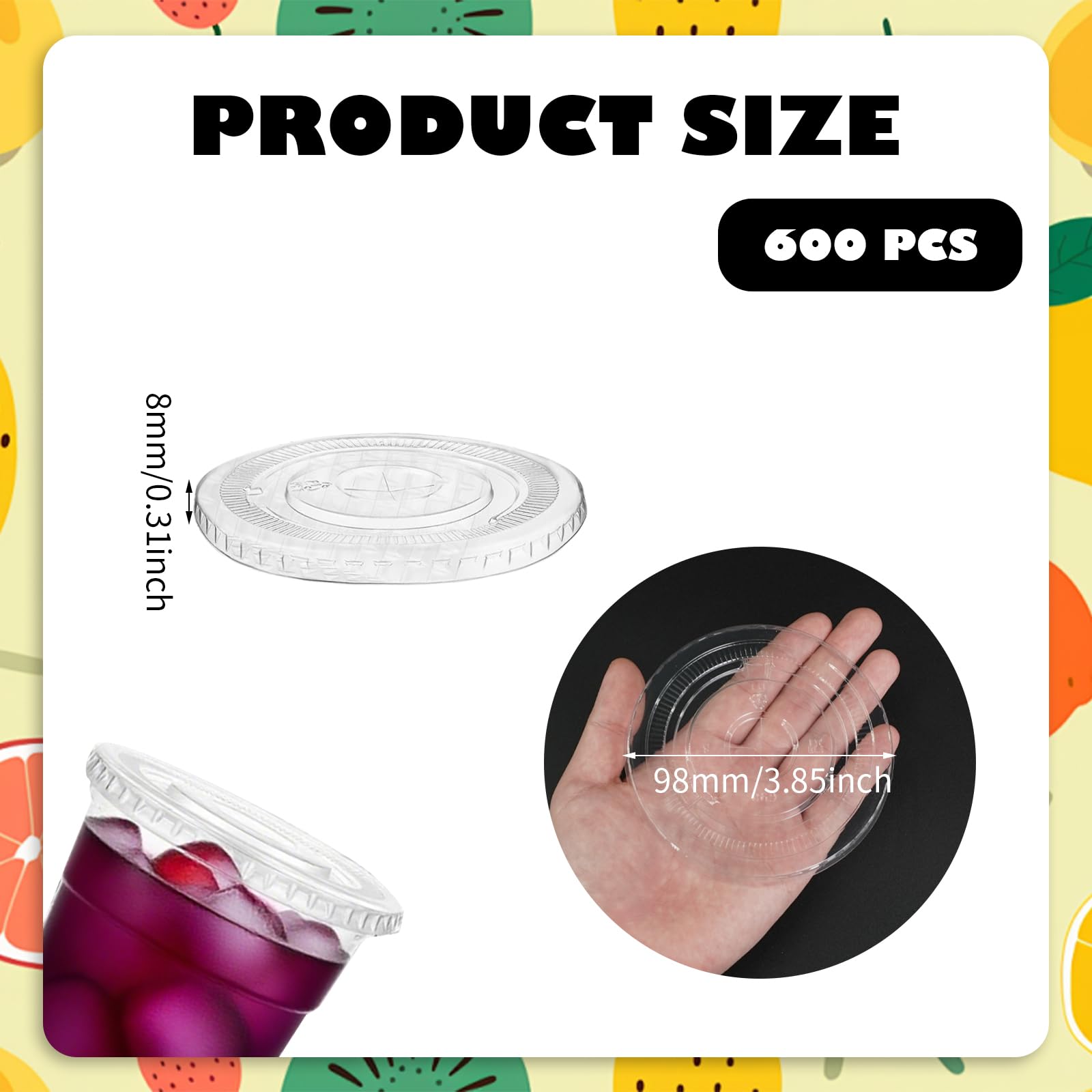 Condition photo showing As Is for conehoy 600 count 98mm clear pet plastic flat lids transparent coffee cup cover disposable cup lids