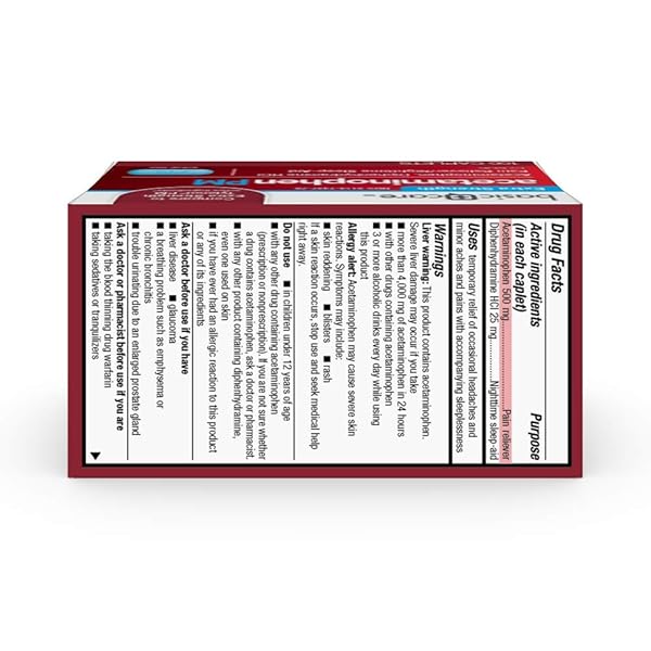 AMAZON BASIC CARE ACETAMINOPHEN PM, PAIN RELIEVER PLUS NIGHTTIME SLEEP AID CAPLET, 100 COUNT