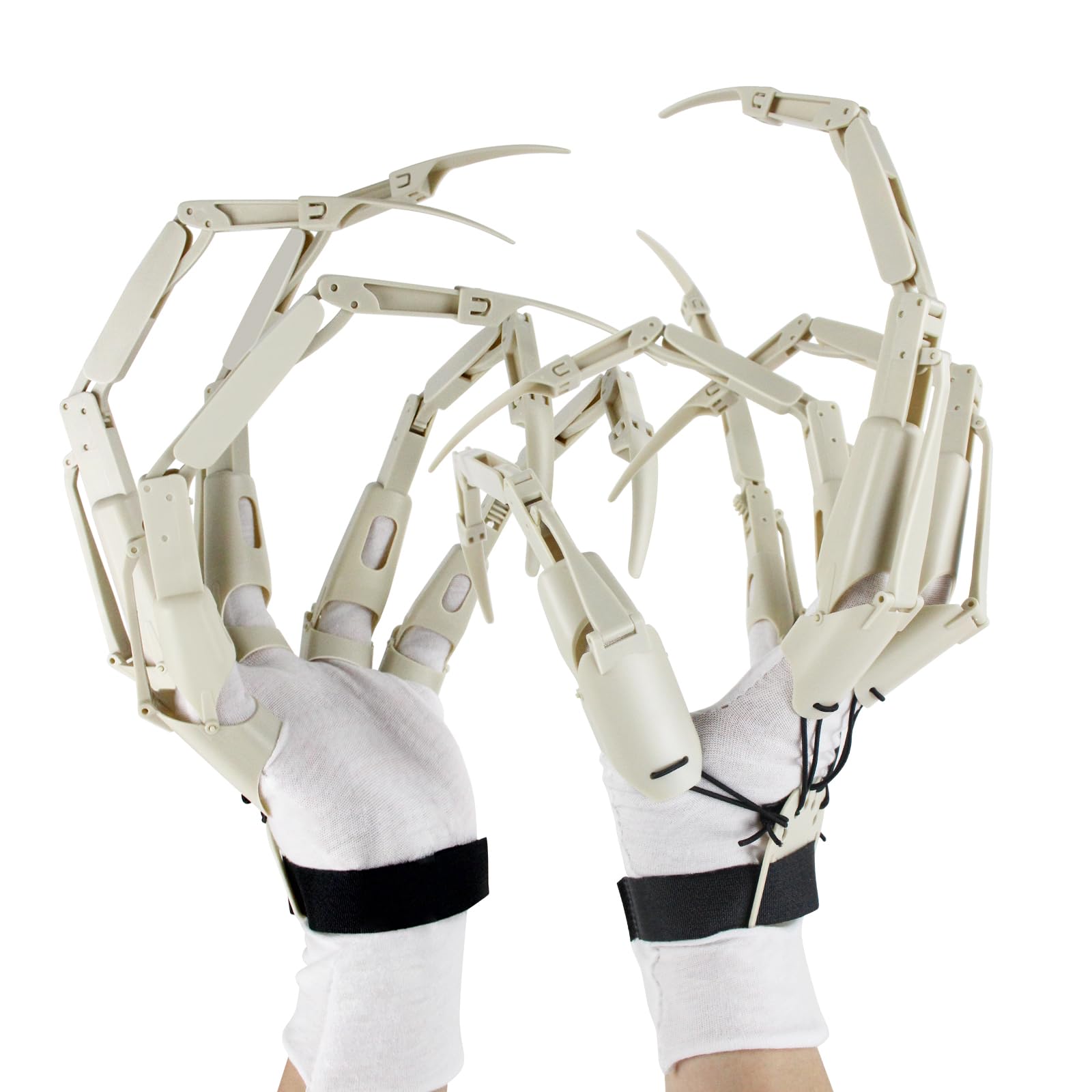 Tarotoo Halloween Articulated Fingers with Gloves, “Halloween Fever”, Cosplay Costume Prop, Articulated Finger Extensions, Skeleton Bone Claw Hand, Fits Most Fingers Sizes