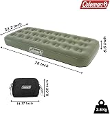 Coleman Airbed Comfort Bed Single Camping Mat 188 x 82 x 22 cm Green view 2