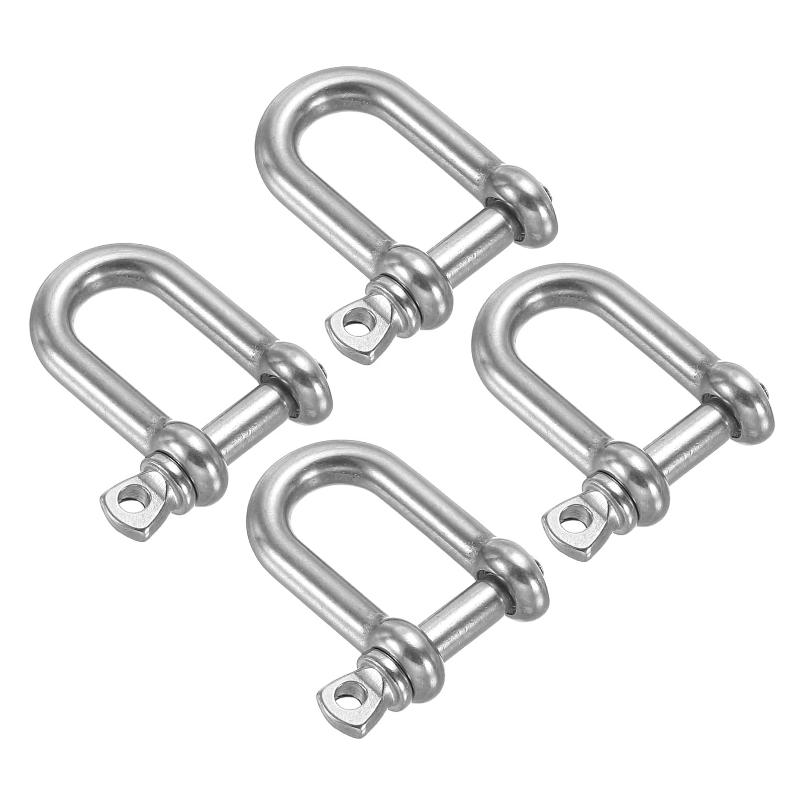 PATIKIL D-Ring Shackles, 4Pcs 5/16 Inch Inner Width Stainless Steel U Type Fob Key Hook Small Bow Shackle for DIY Craft Leather Replacement