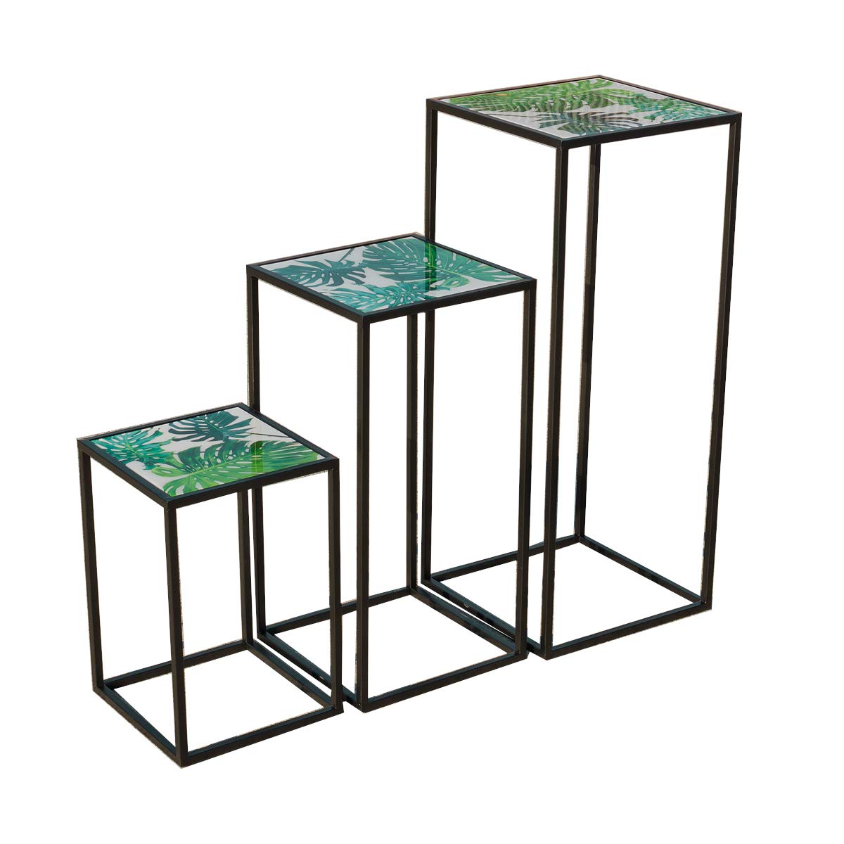 Febland Tall Set Of Three Nest of Tables Leaf Design