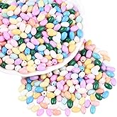 PONABEADIY 1 Box 500PCS Oval Rice Shaped Seed Beads with Round Holes Pink Green Blue Yellow Assorted Rices Shape Spacer Loose Bead Charm Bulk for Jewelry Making Necklaces Bracelets DIY Craft Supplies