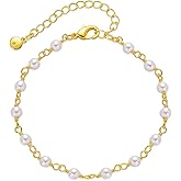 Dainty Gold Bracelets for Women, 18 Gold Plated Adjustable Evil Eye/Butterfly/Beaded/Pearl/Heart/Turquoise Handmade Bracelet for Women