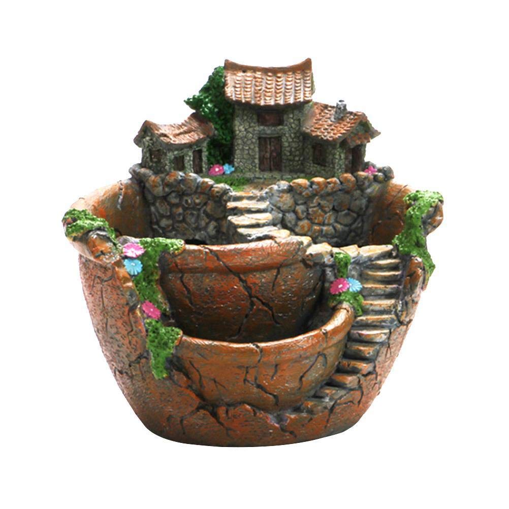 Tianbi Creative Plant Pot, Flower Plants, Succulent, DIY Succulent Pot with Cute House, Mini Fairy Garden Flowers, Planter Container, Garden Decoration, Indoor and
