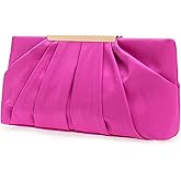 CHARMING TAILOR Clutch Evening Bag Elegant Pleated Satin Formal Handbag Simple Classy Purse for Women