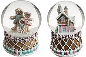 Aobaks S/2 Christmas Snow Globe, Candy Cottage Christmas Snow Globes, Gingerbread Man Water Globe Gift for Kids, Crystal Christmas Water Globe Decoration, Snowglobes.