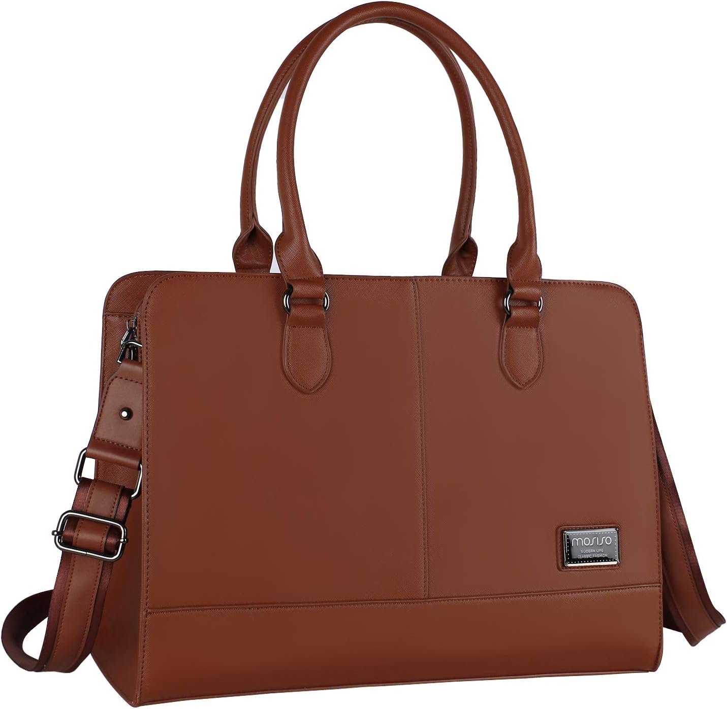MOSISO Laptop Tote Bag (Up to 15.6 Inch), Premium PU Leather Large