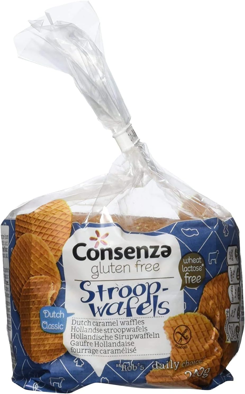 Consenza Gluten Free Stroopwafels, Classic Dutch Caramel Waffles - 3 x 240g