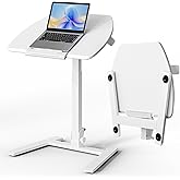 ROMOON Foldable Standing Desk with Wheels: No-Assembly, Height Adjustable | Rolling Laptop Cart with Tilt Top, Collapsible Mobile Workstation for Home Office, Sofa, Bedroom and Small Spaces, White