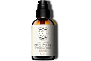 LATHER & WOOD SHAVING CO Best Pre-Shave Oil, Unscented, Premium Shaving Oil for Effortless Smooth Irritation-free Shave. 1 Oz