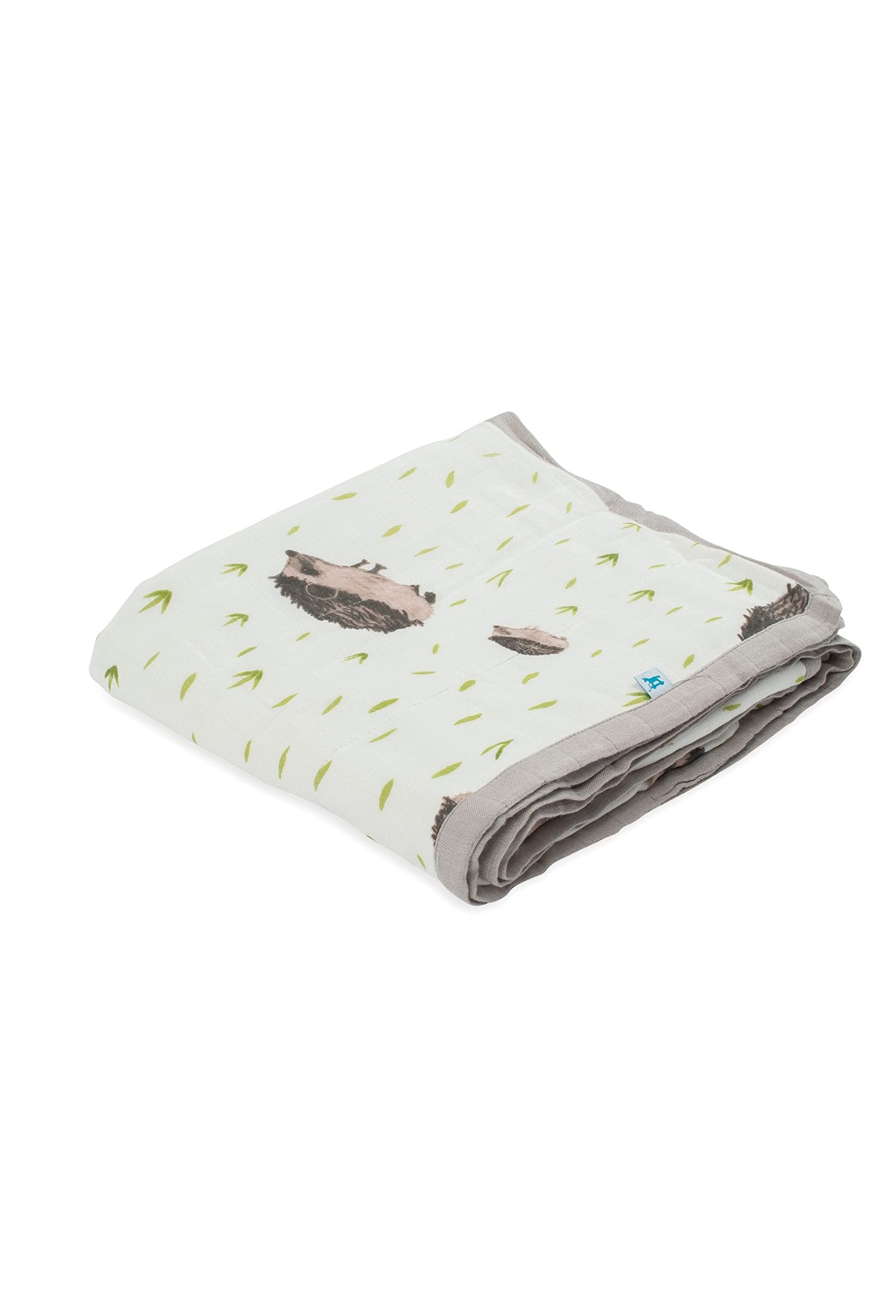 Little Unicorn, Premium Quality, 100% Rayon made from Bamboo Deluxe Muslin Quilt, Large 47"x47" "GiftBox" ( Hedgehog )