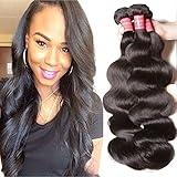 ALI JULIA Hair Brazilian Virgin Hair Body Wave 3 Bundles,Grade 6A 100% Unprocessed Virgin Brazilian Wavy Human Hair Weave Extensions 95-100g/pc