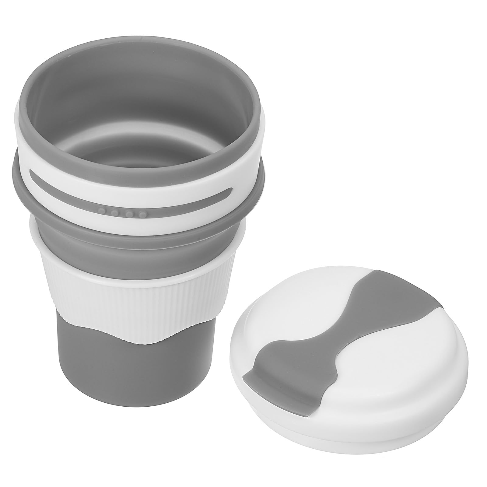 PATIKIL Collapsible Travel Cup, 350mL Travel Folding Cup with Lid Silicone Portable Drinking Cup for Traveling Camping, Gray