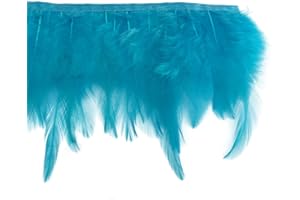 Shekyeon 2yards Rooster Hackle Feather Trim Fringe for DIY Clothing Craft Dress Decoration(Turquoise)