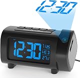 LIORQUE Projection Alarm Clock FM Radio VA Display Dimmer Snooze USB Charger view 1