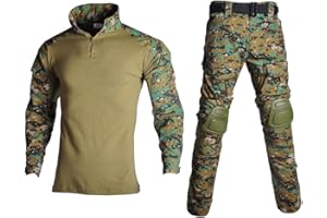 Lilychan Mens Tactical Military Suits Long Sleeve Rip-Stop Uniforms Combat Shirt and Pants Elbow Knee Pads