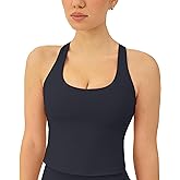 PAVOI ACTIVE Racerback Workout Tank Tops for Women Built in Bra - Medium Support Scoop Athletic Tank Top Shelf Bra, HiPerform