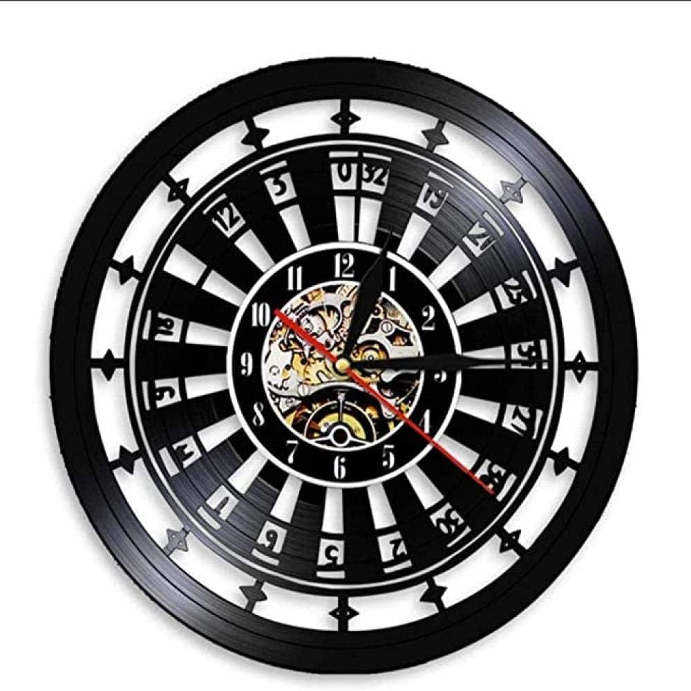 FUTIIF Vinyl Wall Clock Casino Wall Clock Gambling Room Logo Ornament