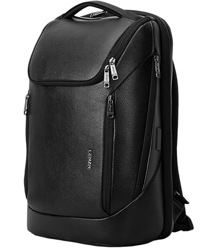 black leather sleek backpack Premium for Men & Women Stylish Pebbled Genuine Leather, Secure Zip Closure, Everyday Travel & Work Bag 000 meals donated so Length:3000yds Make Your Own Spinner Brand_VMC
