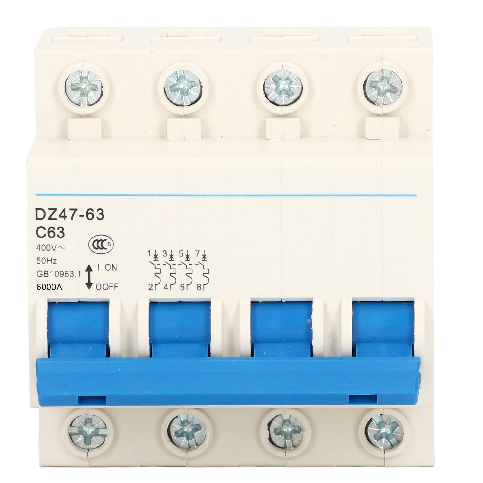 Miniature Circuit Breaker 4 Pole 63A 400V AC DC DIN Rail Mount Isolator Short Circuit Protector DZ47-63 C63 for Solar PV System Protection