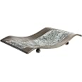 Creative Scents Set Of 2 Pillar Candle Holders - Crackled Mosaic Silver Design, 10.75" H Table Centerpieces