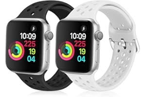 LBYZCAS Sport Bands Compatible for Apple Watch 38MM 40MM 42MM 44MM,Soft Breathable Silicone Wristband Replacement Strap Compa